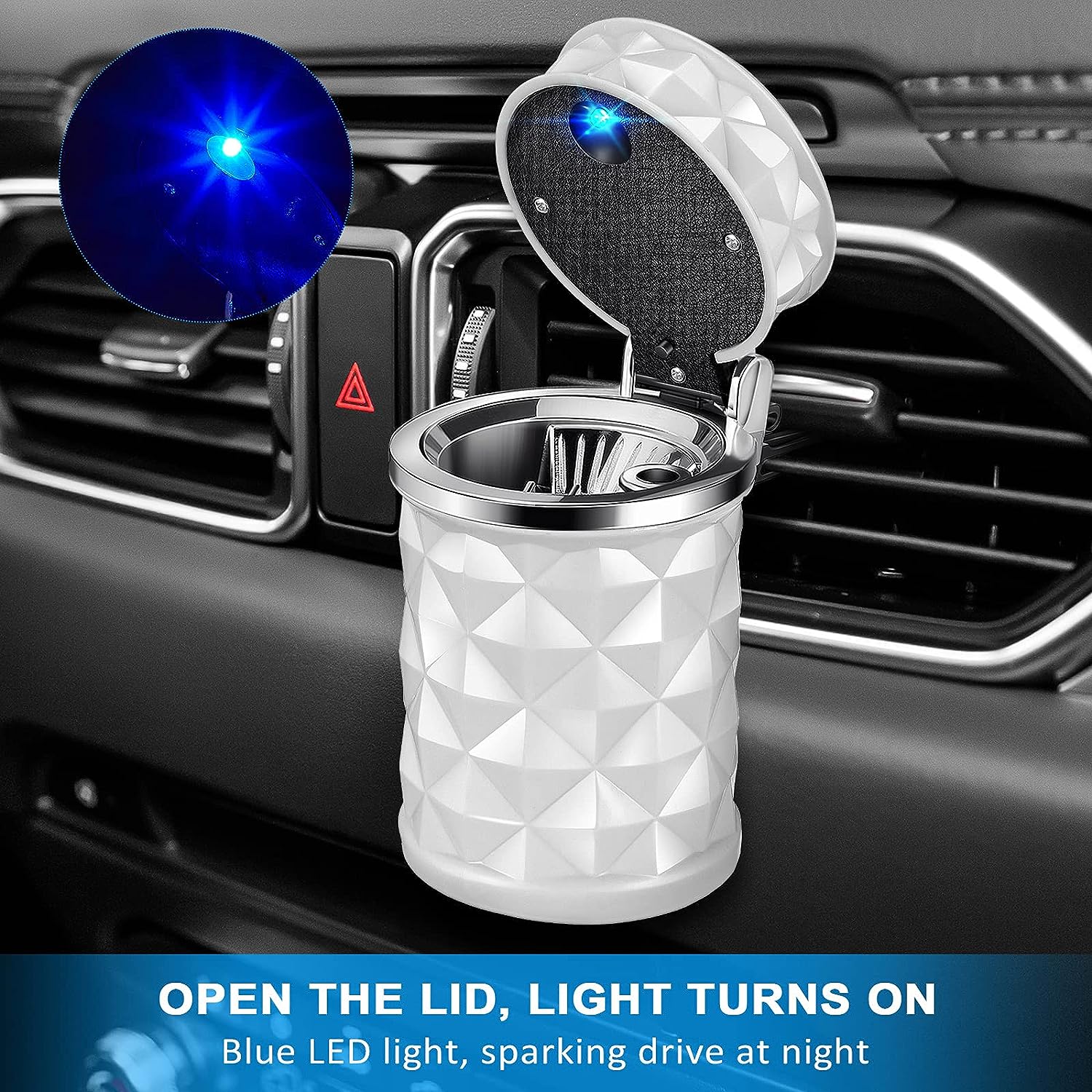7932 Car Cupholder Travel Ashtray With Lid And Led Light Portable With Blue Led Light Ideal Decorative Cigar Ash Bucket Cigarette Ashtray Car Waste Bin 7932 Car Cupholder Travel Ashtray With Lid And Led Light Portable With Blue Led Light Ideal Decorative Cigar Ash Bucket Cigarette Ashtray Car Waste Bin